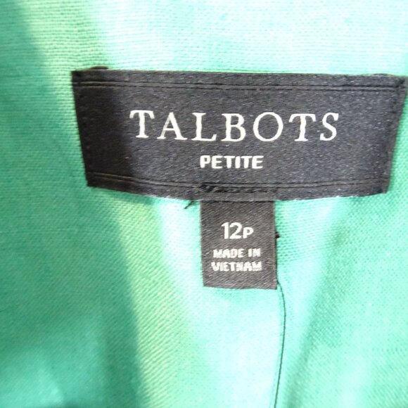 NWT Talbots Linen Blazer Jacket 12P Preppy Career Coastal Light Green Academia - Picture 4 of 7